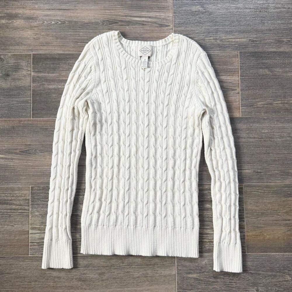 St johns bay Women's Cream Cable knit Sweater Y2K